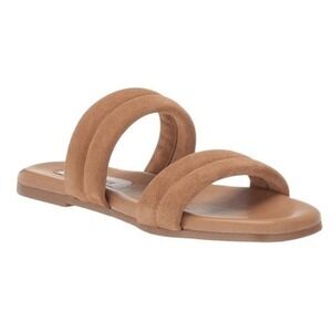 Steve Madden Wizen Sandal Tan Suede Textured Leather Slide‎ Slip-On Flat 8